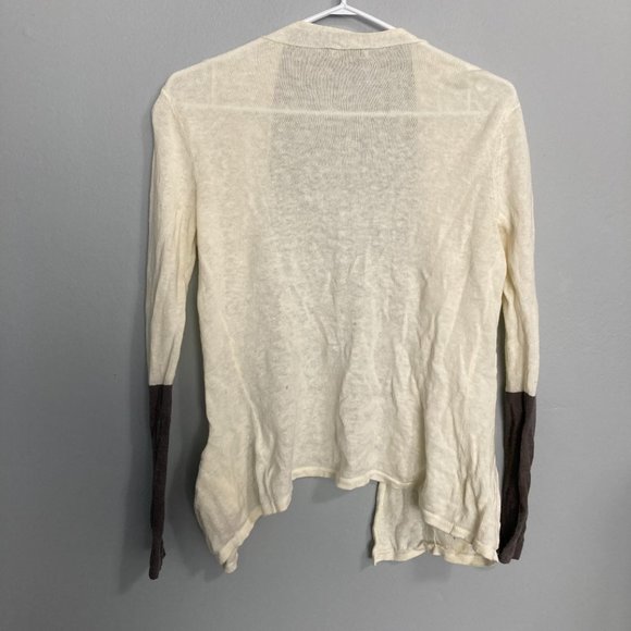 Horny Toad Linen Blend Cardigan Open Cream Grey Sleeves Colorblock Size XS - Picture 5 of 6